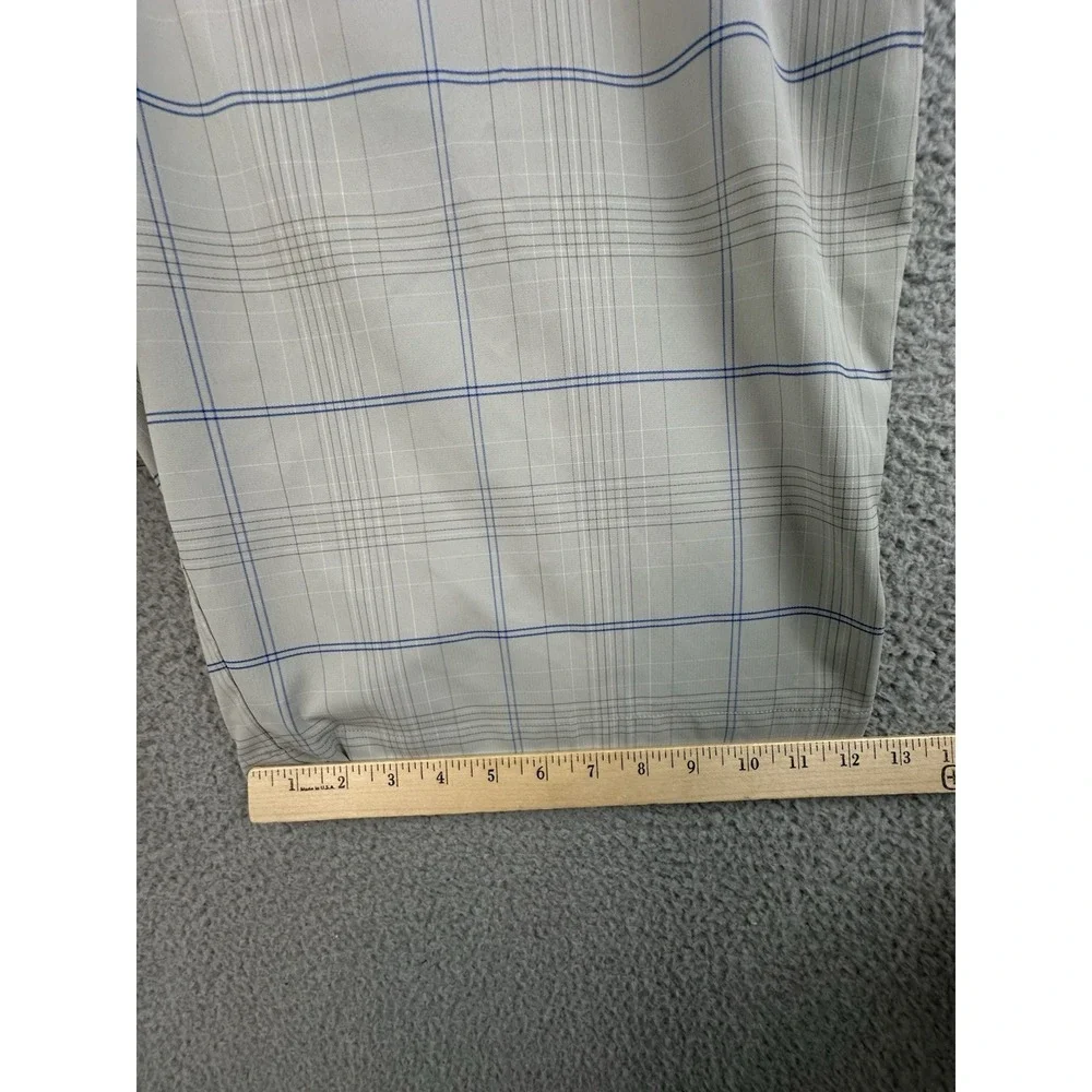 Nike Golf Shorts Mens 40 Gray Blue Plaid Chinos Stretch Performance 12